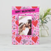 Carte Heureuse Sainte-Valentin des Coeurs roses Photo (Debout devant)