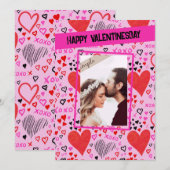 Carte Heureuse Sainte-Valentin des Coeurs roses Photo (Devant / Derrière)