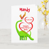 Carte Heureuse Sainte-Valentin Dragon Vert (Fleur jaune)