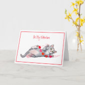 Carte Heureuse Sainte-Valentin du chat (Fleur jaune)