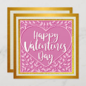 Carte Heureuse Sainte-Valentin élégant | Chaleur or et r (Devant / Derrière)