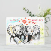 Carte Heureuse Sainte-Valentin - Eléphants mignons - Rom (Debout devant)