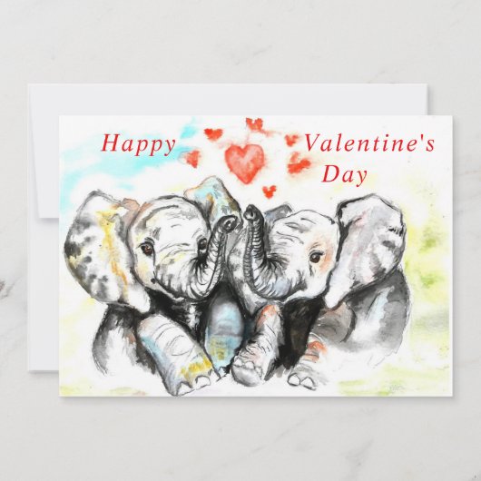 Carte Heureuse Sainte-Valentin - Eléphants mignons - Rom (Dos)