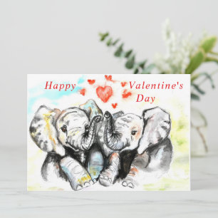 Carte Heureuse Sainte-Valentin - Eléphants mignons - Rom