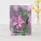 Carte Heureuse Sainte-Valentin - Fleur Lily Rose Violet (Fleur jaune)