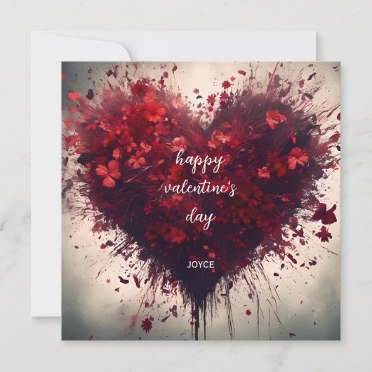 Carte Heureuse Sainte-Valentin - Fleurs rouges remplies (Devant)