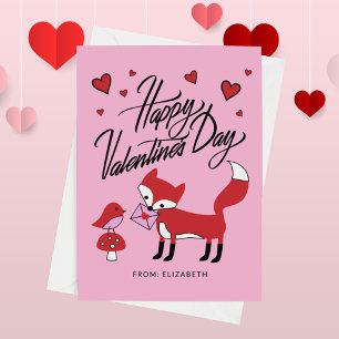 Carte HEUREUSE SAINTE-VALENTIN Fox & Bird Friend