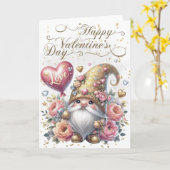 Carte Heureuse Sainte-Valentin Gnome (Fleur jaune)