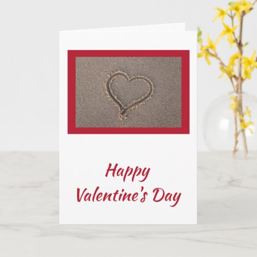 Carte Heureuse Sainte-Valentin Heart Beach Sand (Fleur jaune)