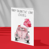 Carte Heureuse Sainte-Valentin Love Bug Pink Car Ballons