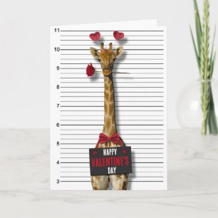 Carte Heureuse Sainte-Valentin Mugshot coupable Giraffe 