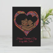Carte Heureuse Sainte-Valentin Petite soeur Black Girl (Debout devant)