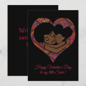 Carte Heureuse Sainte-Valentin Petite soeur Black Girl (Devant / Derrière)