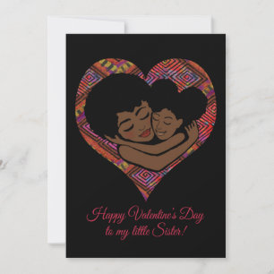 Carte Heureuse Sainte-Valentin Petite soeur Black Girl