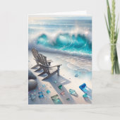 Carte Heureuse Sainte-Valentin | Plage et verre marin (Devant)