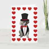 Carte Heureuse Sainte-Valentin Poodle Tuxedo Note (Devant)