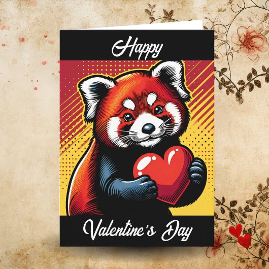 Carte Heureuse Sainte-Valentin | Pop Art Red Panda
