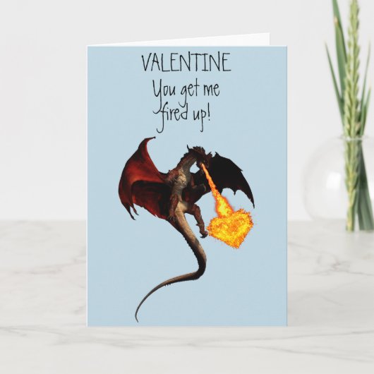 Carte Heureuse Sainte-Valentin Red Dragon Fire Heart (Devant)