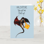 Carte Heureuse Sainte-Valentin Red Dragon Fire Heart (Fleur jaune)