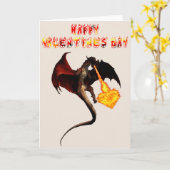 Carte Heureuse Sainte-Valentin Red Dragon Fire Heart (Fleur jaune)