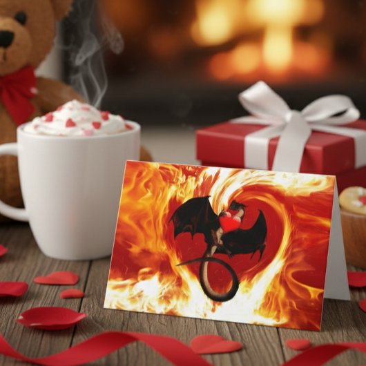 Carte Heureuse Sainte-Valentin Red Dragon Fire Heart