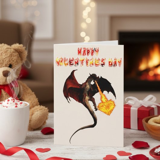 Carte Heureuse Sainte-Valentin Red Dragon Fire Heart