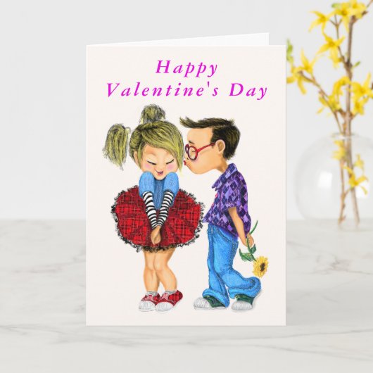Carte Heureuse Sainte-Valentin Romantic Couple Lov (Fleur jaune)
