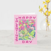 Carte Heureuse Sainte-Valentin rose anémone floral (Fleur jaune)