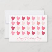 Carte Heureuse Sainte-Valentin Rows of Pink Hearts (Devant)