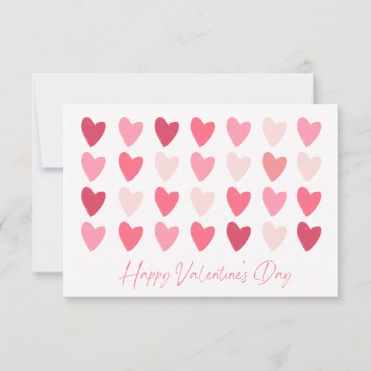 Carte Heureuse Sainte-Valentin Rows of Pink Hearts (Devant)