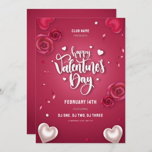 Carte Heureuse Sainte-Valentin Saint Valentin (Devant / Derrière)