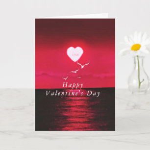 Carte Heureuse Sainte-Valentin Sea Sunset Love Hea