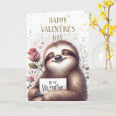 Carte Heureuse Sainte-Valentin Sloth (Fleur jaune)