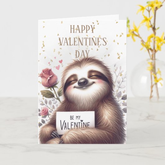 Carte Heureuse Sainte-Valentin Sloth (Fleur jaune)