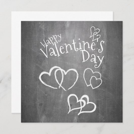Carte Heureuse Sainte-Valentin sur un tableau à craie (Devant / Derrière)