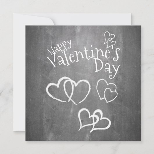 Carte Heureuse Sainte-Valentin sur un tableau à craie (Devant)