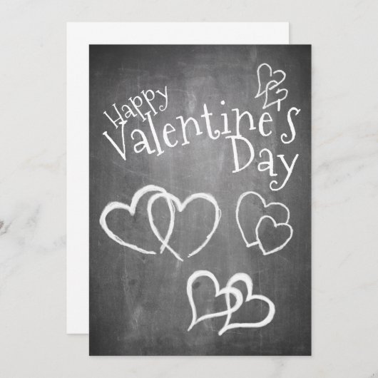 Carte Heureuse Sainte-Valentin sur un tableau à craie (Devant / Derrière)