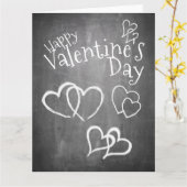 Carte Heureuse Sainte-Valentin sur un tableau à craie (Fleur jaune)