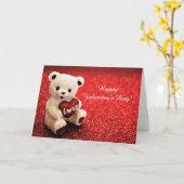 Carte Heureuse Sainte-Valentin Teddy Bear (Fleur jaune)