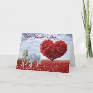 Carte Heureuse Sainte-Valentin Unicorn amour Heart Tree