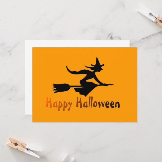 Carte Heureuse sorcière d'Halloween (Devant/Arrière en situation)