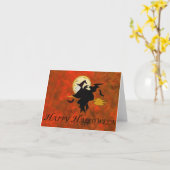 Carte Heureuse sorcière d'Halloween (Fleur jaune)
