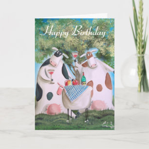 Carte Heureuse vaches d'anniversaire