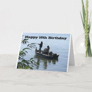 Carte HEUREUX *16e ANNIVERSAIRE *PÊCHEUR*