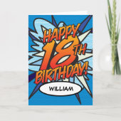 Carte HEUREUX 18E ANNIVERSAIRE BD Livre Pop Art (Devant)