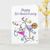 CARTE ***HEUREUX 1ER ANNIVERSAIRE*** À L'AMOUR DE MA VIE (Fleur jaune)