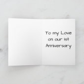 CARTE HEUREUX ***1ER ANNIVERSAIRE*** À MON "AMOUR" (Intérieur)