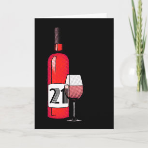 Carte heureux 21e anniversaire : bouteille de vin halfto