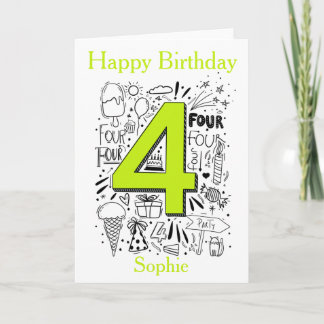 Carte heureux 4ème anniversaire nom personnalisé salutat