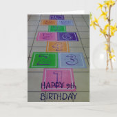 Carte ****HEUREUX 9e ANNIVERSAIRE***TURNING *9* EST AMUS (Fleur jaune)
